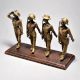 Vintage Soldiers Saluting Collectible Set on Wooden Stand