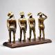 Vintage Soldiers Saluting Collectible Set on Wooden Stand