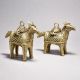 Fine Tribal Art Horse Pair with Decorative Boxes