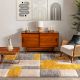 Modern gold Geometric Hall Rug