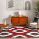 Modern Red Geometric Living Carpet