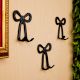 3 Pieces Decorative Black Aluminium Bow Wall Hooks