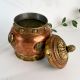 Handcrafted Copper and Brass Storage Jar with Ornate Lid