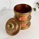 Handmade Copper and Brass Storage Jar with Ornate Lid For Decor