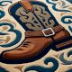 Handtufted Western Boot Emblem Rug