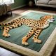 Handtufted Wildcat Figure Green Rug