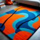 Handtufted Blue Orange Ripple Rug