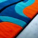 Handtufted Blue Orange Ripple Rug
