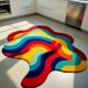 Handtufted Rainbow Wave Blob Rug