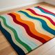 Handtufted Wavy Rainbow Stripe Rug