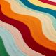 Handtufted Wavy Rainbow Stripe Rug