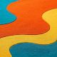 Handtufted Orange Teal Wave Rug