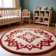 Handtufted Crimson Folk Motif Rug
