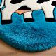 Handtufted Blue Cow Cartoon Rug