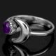 Dainty Amethyst Crescent Moon Ring 925 Sterling Silver Handmade For Women