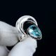 Blue Topaz Moon 925 Sterling Silver Ring Handmade Boho Jewelry