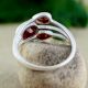 Three Red Garnet 925 Sterling Silver Ring Handmade Boho Jewelry