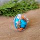 Handmade Oyster Copper Turquoise Ring 925 Sterling Silver Boho Jewelry