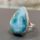 Dominican Larimar 925 Sterling Silver Ring Handmade Boho Jewelry