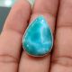 Dominican Larimar 925 Sterling Silver Ring Handmade Boho Jewelry