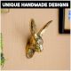 Antique Golden Rabbit Head Aluminum Wall Hook