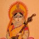 Hand Painted Goddess Saraswati Vintage Paper Painting