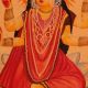 Vintage Art Paper Painting of Hindu Goddess for Decor