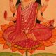 Goddess Lakshmi Sitting on Lotus Flower Paper Painting