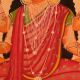 Goddess Lakshmi Sitting on Lotus Flower Paper Painting