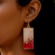 Red and White Ombre Resin Earrings