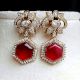Red Stone Bridal Necklace Set with Earrings