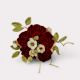 Deep Red Crochet Rose Corsage With Blossoms