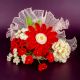 Scarlet Crochet Bouquet With Cream Floral Accents