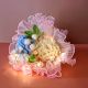 Serene Blue Crochet Bouquet With Soft Lighting