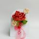 Handmade Coral Crochet Rose With Ivory Accent