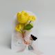 Sunny Yellow Crochet Tulip With Ivory Accent