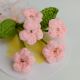 Pastel Pink Crochet Flowers With Delicate Leaves
