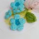 Gradient Blue Crochet Flowers Blossoms Tulle
