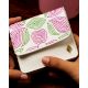 Playful Pink Green Swirl Vegan Leather Cardholder