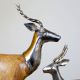 Wooden Metal Deer Sculpture Painted Natural Pair Of 2
