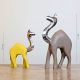 Carved Camel Figurines Rustic Desert Home Decor Pair of 2
