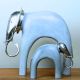 Silver Painted Elephant Figurines Carved Wooden Pair Of 2