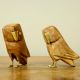 Handcarved Wooden Owl Figurines Sculpture Pair Of 2