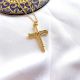 18K Gold Plated Iced Cross Pendant Necklace
