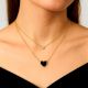 18K Gold Plated Black Enamel Heart Necklace