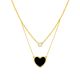 18K Gold Plated Black Enamel Heart Necklace