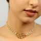 Kundan Stone & Pearl Choker Necklace with Floral Motif
