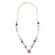 Colorful Pastel Beaded Necklace with Triangular Kundan Pendant
