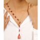 Red and Pearl Beaded Y Necklace with Kundan Bell Pendant