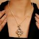 Pearl Chain Necklace with Geometric Kundan Drop Pendant